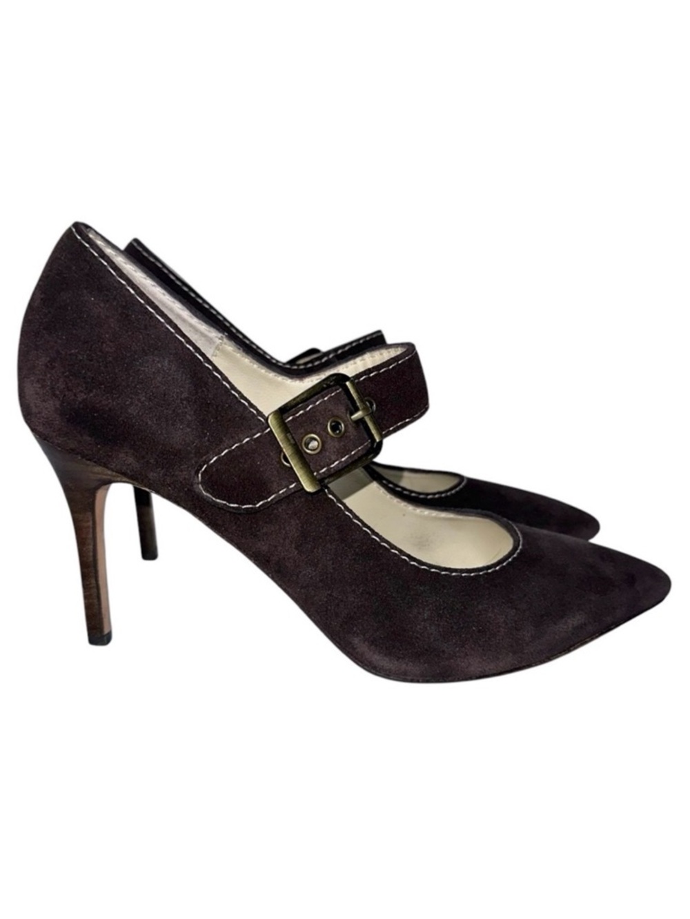 Bettye Muller Women’s Brown Suede Mary Jane Stiletto 3.5” Heels/Pumps- Size 8.5